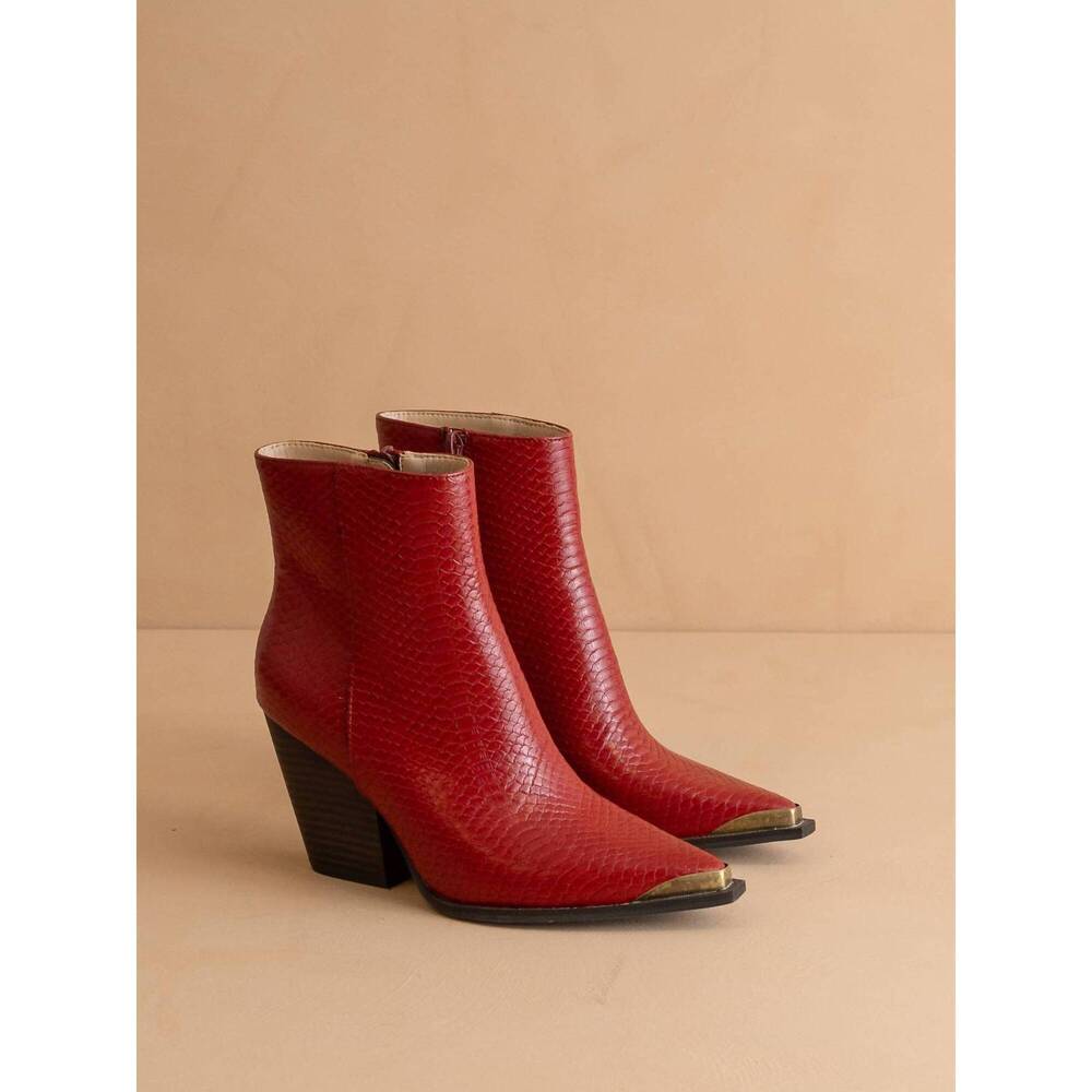 NEW OASIS SOCIETY women's frankie pointed toe cap boot in red - Picture 2 of 6